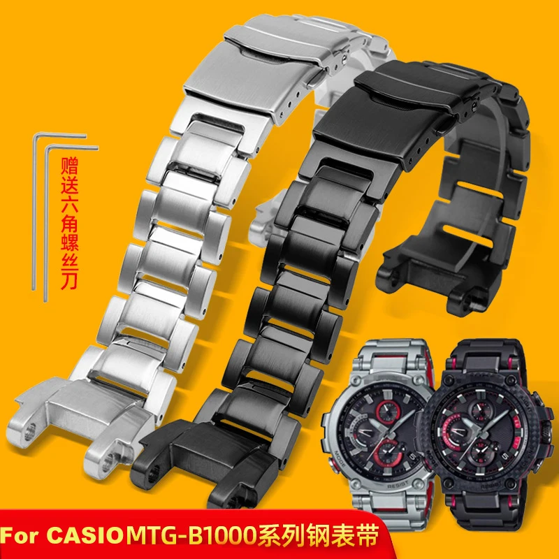 Popruh príslušenstvo pre CASIO G-Shock hodinky kovu, nehrdzavejúcej ocele, remienok MTG-B1000 / G1000 živicové lepidlo popruh