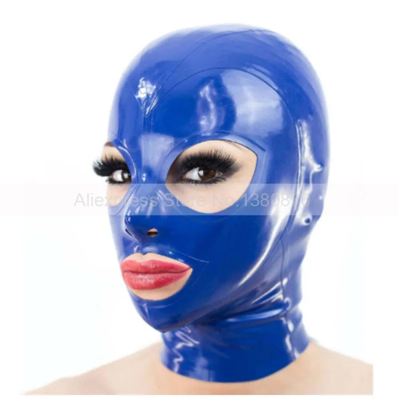 Tmavo Modré Sexi Latexové Odsávače Ručne vyrábané Gumové Maska Kapota Klubu Strany pokrývku hlavy S-LM235