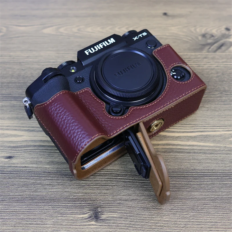handwork Fotoaparát Skutočné cowhide kožené Vrece Telo BOX Prípade Fujifilm Fuji XT5 XT-5 X-T5 Ochranné puzdro box base
