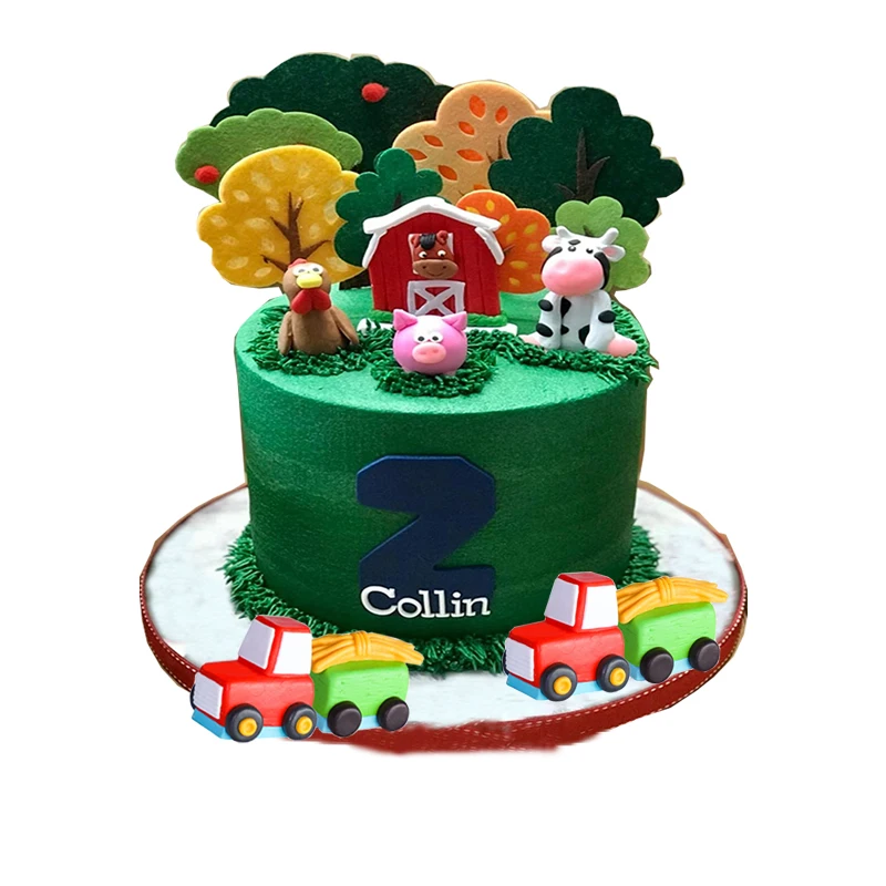 Tortu Vňaťou Farmy Narodeninovej Party Cake Decoration Farma Zvierat Cupcake Traktor Húb Kohút Ovce, Kravy Dovolenku Doma Deti Dodávky