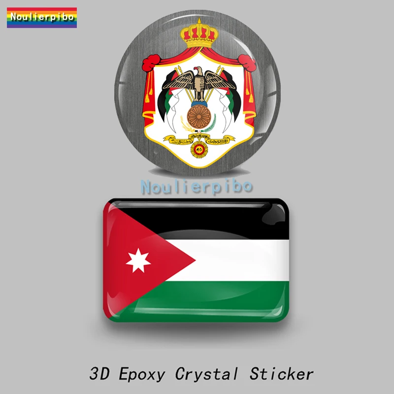 3D Epoxidové Jordánsko Vlajka štátny Znak Auto Dome Nálepky Auto Nárazníka Okno, Dvere, Motocyklové Prilby Vozíka Prípade Vinyl Odtlačkový