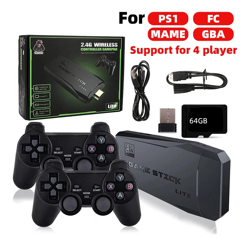 M8 4K HD Video, Herné Konzoly 2.4 G Dvojité Bezdrôtový ovládač Hry Stick 10000 hry 64GB Retro hry Na PS1/GBA/FC Dropshipping Obrázok 0 