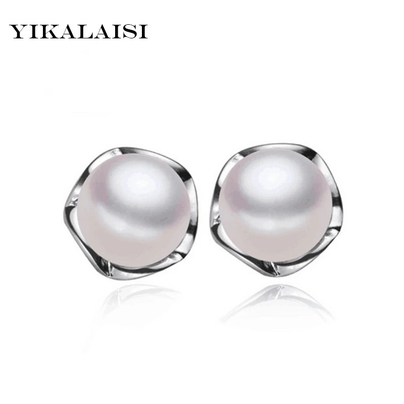 YIKALAISI 925 Sterling Silver šperky nové 100% prírodné sladkovodné perly stud náušnice šperky pre womenbest darček pre ženy