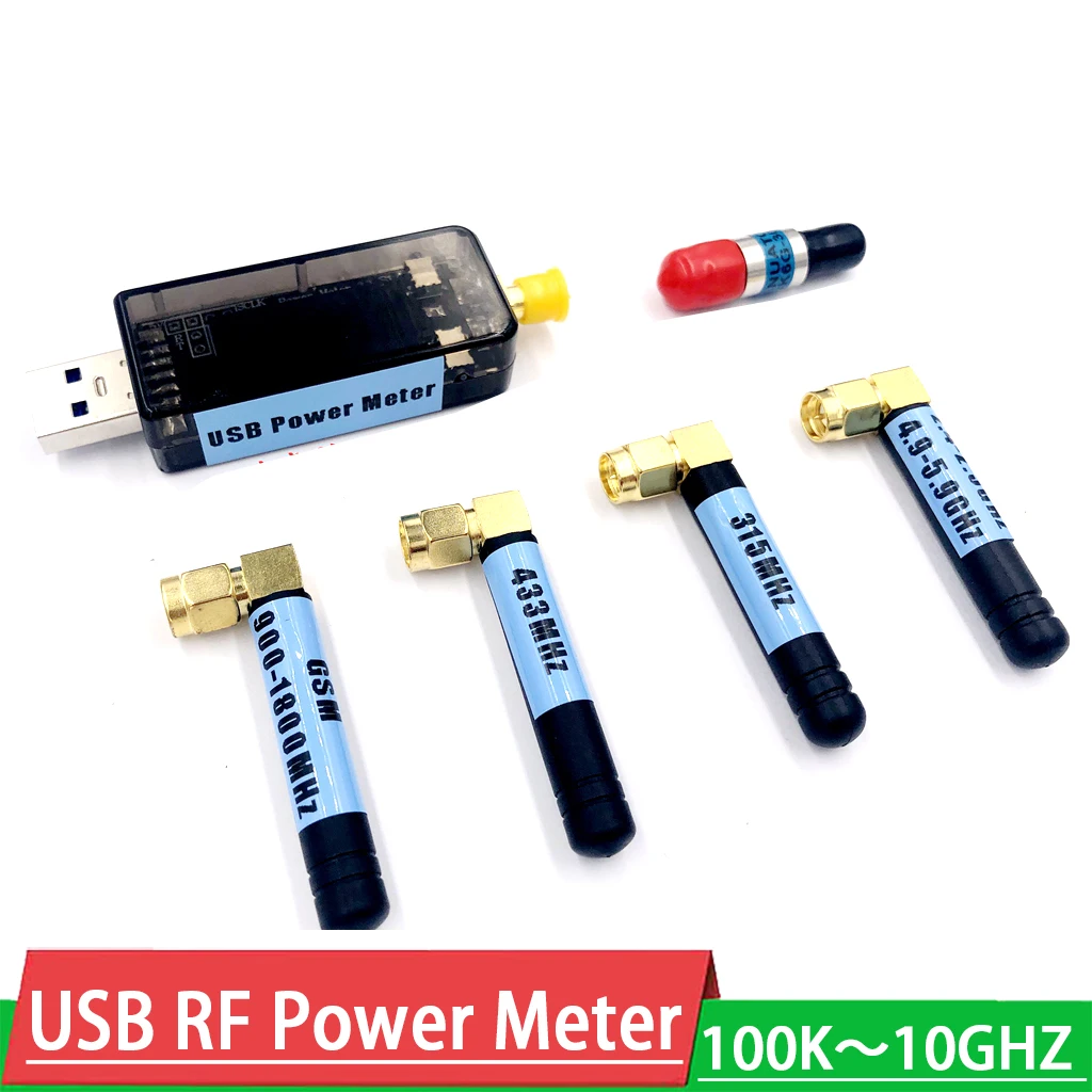 100K-10GHZ USB RF power meter -55~+30dBm nastaviteľný útlm hodnotu + Anténa + Tlmič PRE Ham Rádio Zosilňovač