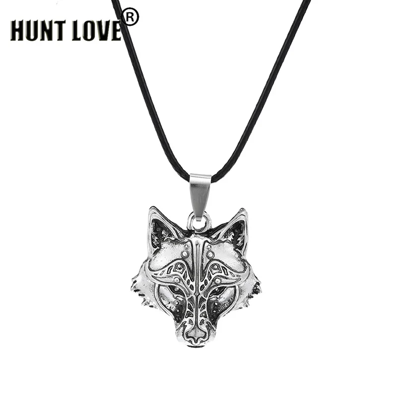 viking vlk náhrdelník Faux kožené kábel vintage cosplay hru vlk hlavu náhrdelník prívesok pre ženy, mužov, šperky 3*2.8 cm