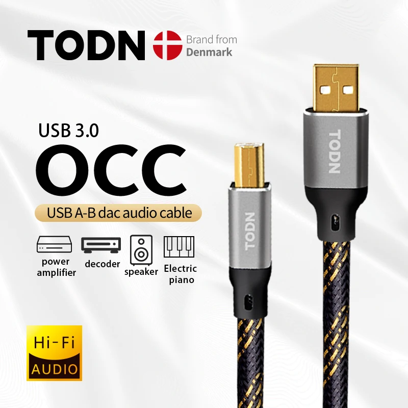 TODN Hifi USB Kábel Vysokej Kvality 6N OCC Typu A na Typ B Hifi Údajov digitálny audio Kábel Pre DAC