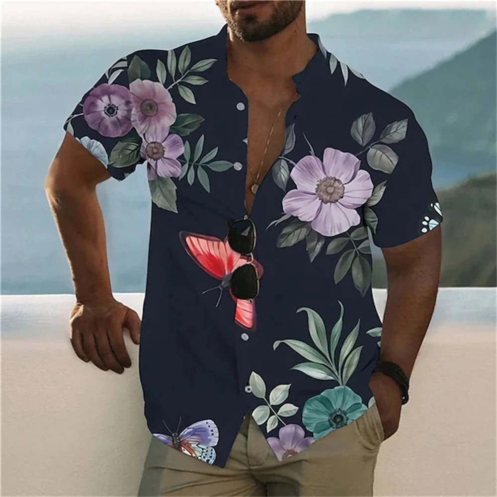 Havajské Košele pánske Letné 3d Kvetinovým Printed Tee Košele Módne Bežné Krátky Rukáv Topy Aloha Košele Pláži Nadrozmerné Oblečenie