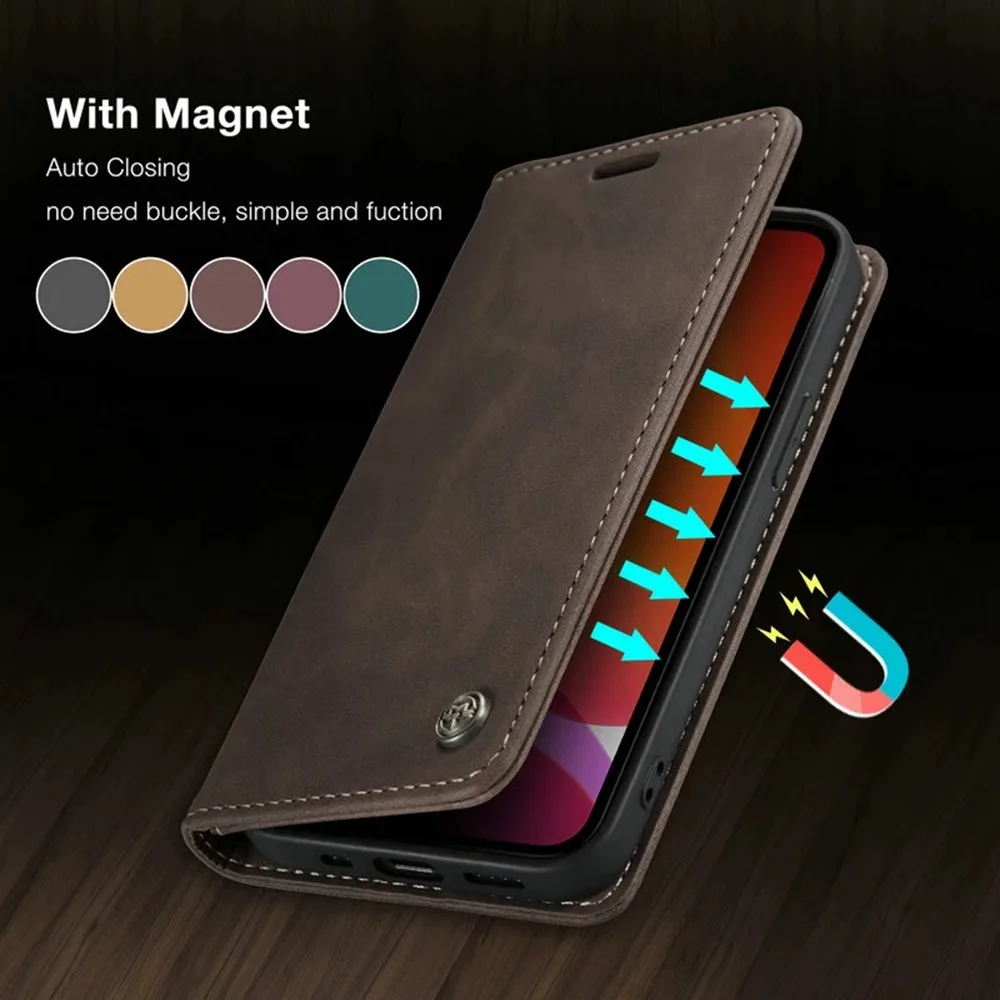 CaseMe Pôvodný Pre iPhone 13 Pro Max Prípade 14 11 12 Mini Xs 6 6 7 8 Plus SE Retro Magnetické Telefón, Peňaženku Flip Pre iPhone 13 Prípade