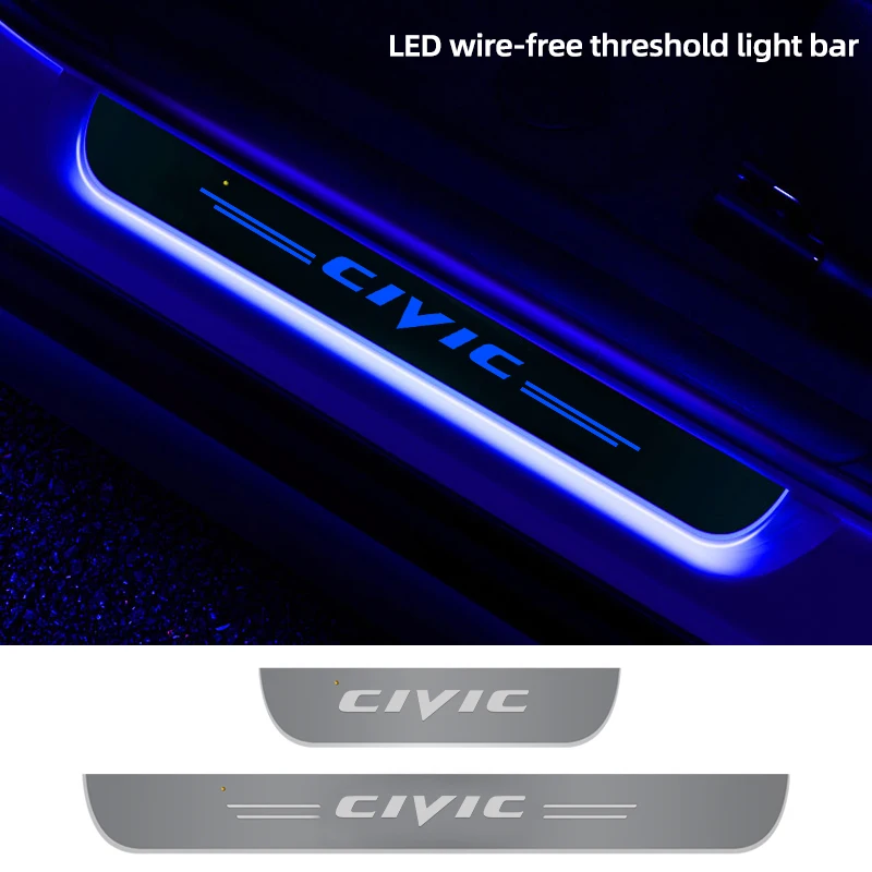 Pre Honda Civic 10. 2017 2018 2021 auto vitajte vymeniteľné LED osvetlenia okolitého prostredia pedál dvere, parapetné ochrany pásy