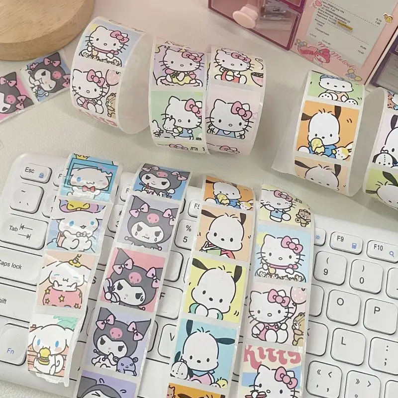 Sanrio Hello Kitty Pachacco Nálepky Kuromi Tesnenie Štítky Roll Nálepka pre Balík Zdobia Ručne Nálepky na kancelárske potreby Dodávky
