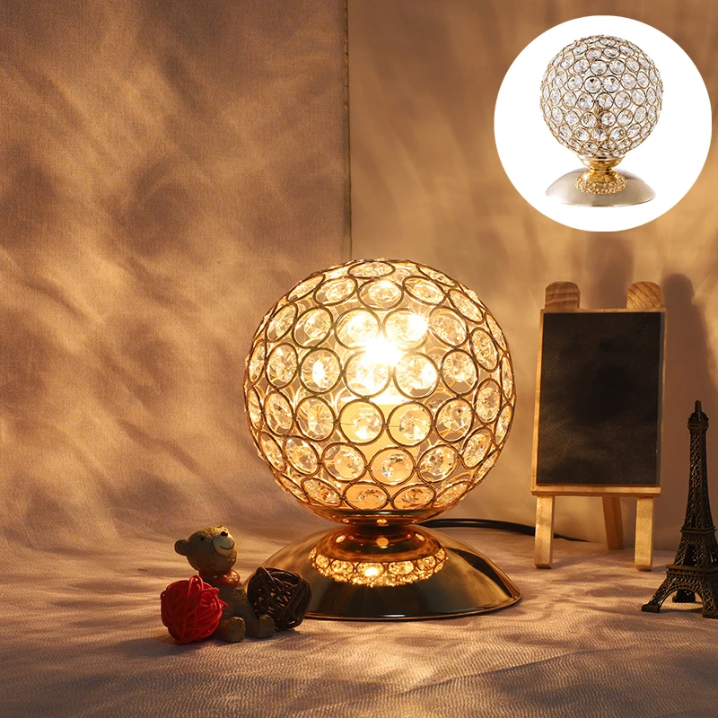 Crystal stolná Lampa Domov Spálňa, Nočné Lampy Malé Nočné Svetlo Ploche Žiarovka E27 Kovový Svetlá(bez Žiarovky)