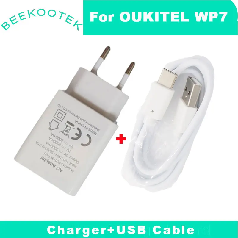 Nový, Originálny Oukitel WP7 Adaptérom pre Nabíjačku EÚ Zapojte Napájanie+USB Kábel Dátový Riadok Pre Oukitel WP7 6.53 Palcový Smartphone Obrázok 0 