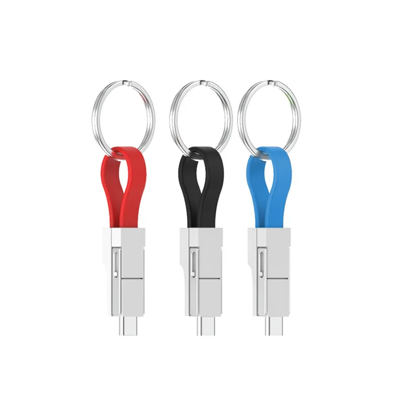 4 v 1 USB Kábel Micro USB, Typ C Údajov nabíjací Kábel Pre Xiao 11 Samsung Huawei Prenosný Mini Keychain Nabíjačku Nabíjanie Káble