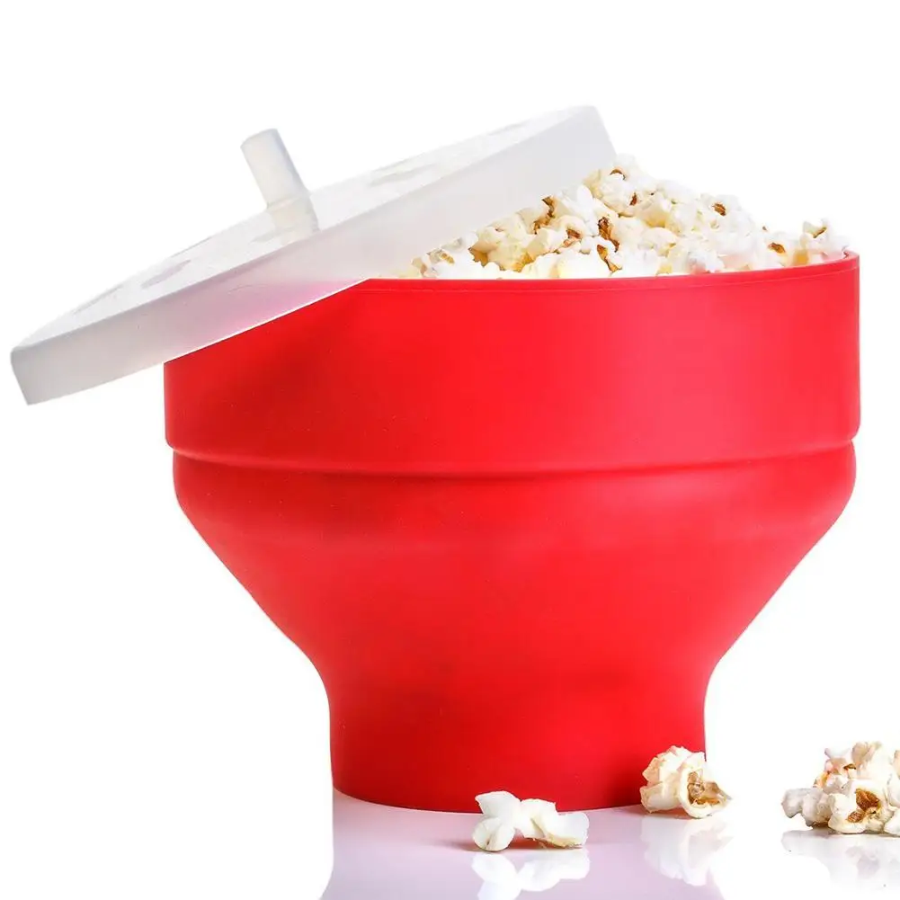 Nové Silikónové Popcorn Maker Mikrovlnná Popcorn Vedro Skladacia Silikónové Popcorn Vedro Poppers Misy DIY Popcorn Maker s Vekom