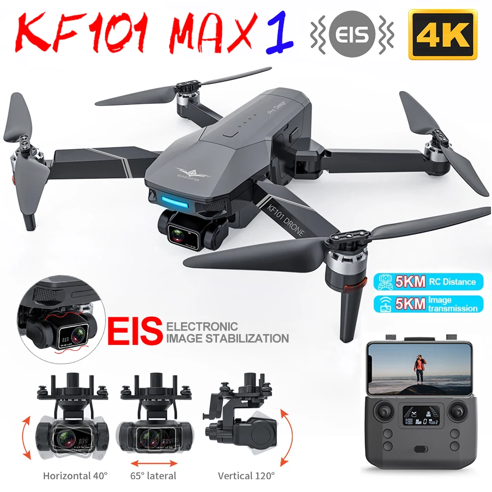 KF101 MAX / KF101 MAX1 5 KM GPS Drone 4K Kamera s 3-Os EIS Anti-Shake Gimbal Profesionálne Quadcopter Striedavé WiFi FPV Dron