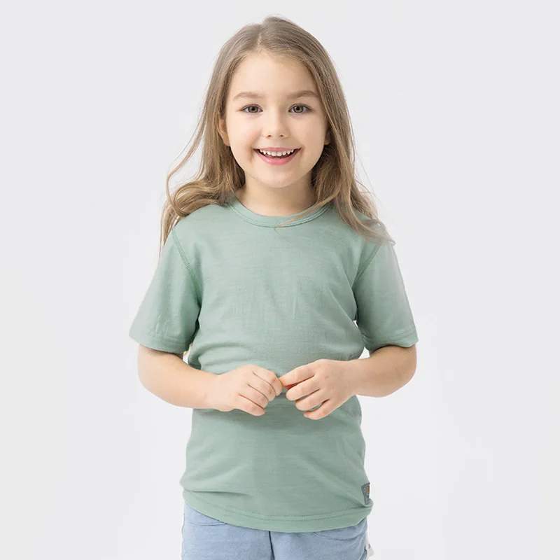 Merino vlna deti T tričko krátky rukáv, 100% jemný 16.5 micro merino vlny base vrstvy mäkké vedľa pokožky von dverami rýchle suché