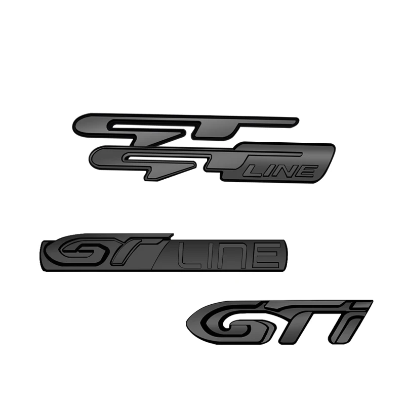 3D GT GTLINE Znak Kovové Auto Strane Odznak Dekoráciu Vzadu Kufor Nálepka Pre Peugeot GLAXAY PRIEBEHU 107 108 206 207 208 307 308 Kia K3 K5