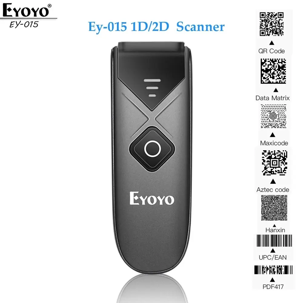 Eyoyo EY-015 Mini Čiarových kódov, USB Wired/Bluetooth/ 2.4 G Bezdrôtový 1D 2D Skener QR PDF417 EAN13 Data Matrix Bar code Reader