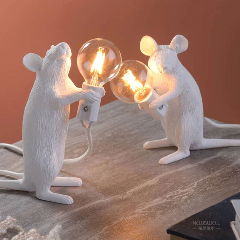 Myš lampy Živice Zvierat Potkan Myš stolná lampa byť noc internátu, Mini Myš Roztomilý LED Domova Posteli Nočné osvetlenie, Svietidlá