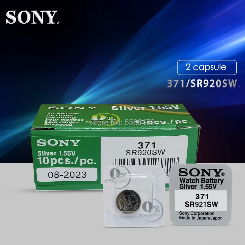 2 ks Pre Sony 100% Originálne 370 AG6 371 SR920SW 920 1.55 V Pozerať Batéria SR920SW 371 Jedno zrno balenie VYROBENÉ V JAPONSKU