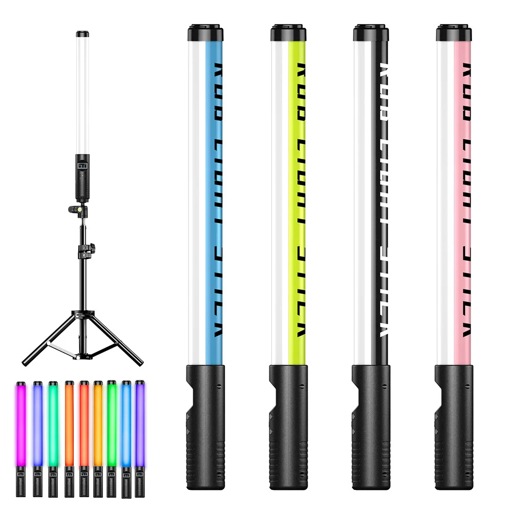 RGB Fotografické Osvetlenie Stick USB Nabíjateľné Prenosné Svetlo Prútika 3000K-6000K S 160cm Statív Držiak na Stojan RGB Vyplniť Lampa