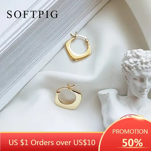 SOFTPIG Minimalistický Geometrické Hoop Náušnice Reálne 925 Sterling Silver Trendy Jemné Šperky Pre Kúzlo Ženy Docela Príslušenstvo Darček Obrázok 0 