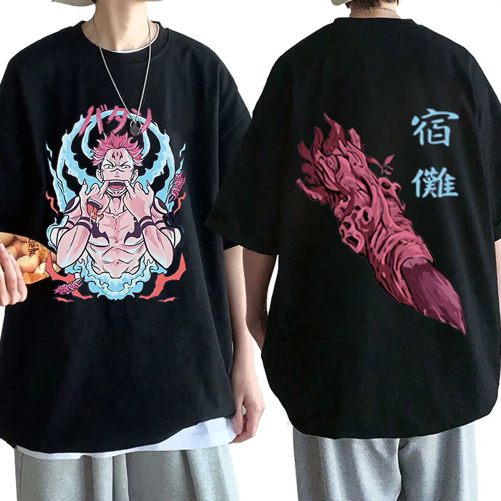 Japonské Anime Jujutsu Kaisen, T Košele Ryomen Sukuna Tlačiť T-shirts v Pohode pánske Krátke Rukávy Nadrozmerná T-Shirt Harajuku Unisex