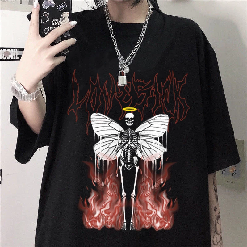 Nadrozmerné T Shirt Mužov Y2K Oblečenie Letné Goth Tee Voľné Muž T-shirt Y2k Tlač High Street Oblečenie Harajuku Nadrozmerné T-shirts