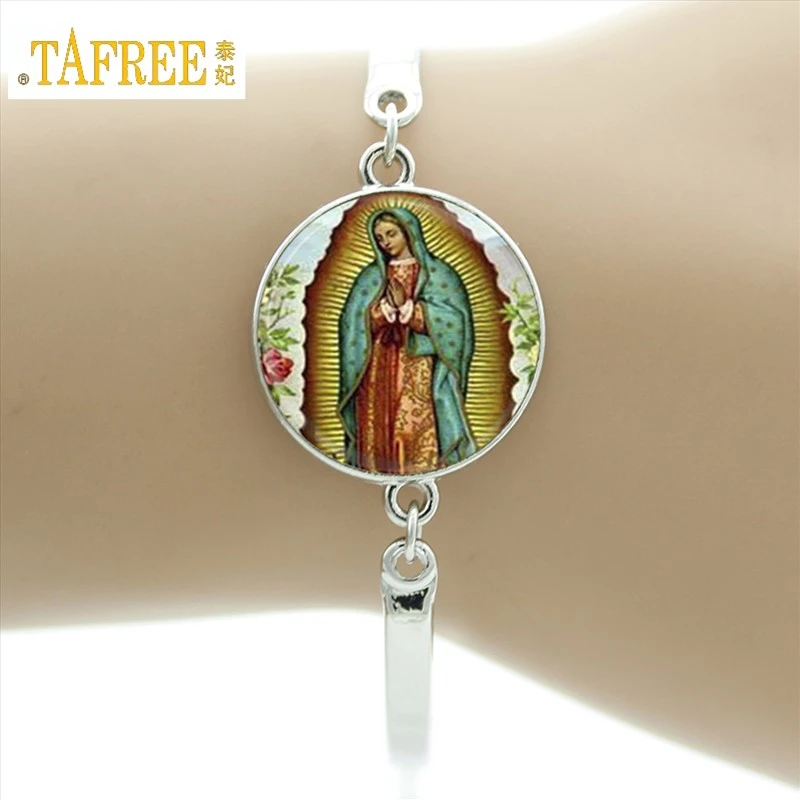 TAFREE Značka Naša Pani z Guadalupe Náramok Panny panna Mária Náboženské Katolíckej Sklenenou kupolou náramok madonna Kúzlo Šperky D1010