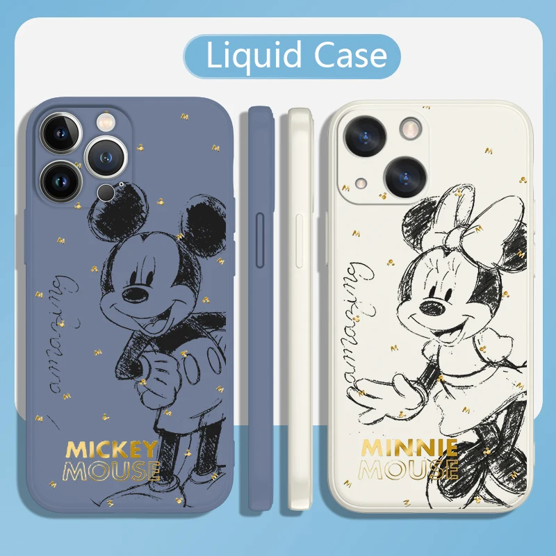 Mickey Minnie Ilustračného Umenia Telefón puzdro Pre Apple iPhone 14 13 12 Mini 11 Pro XS MAX XR X 8 7 6 Plus Kvapaliny Candy Farby Shell