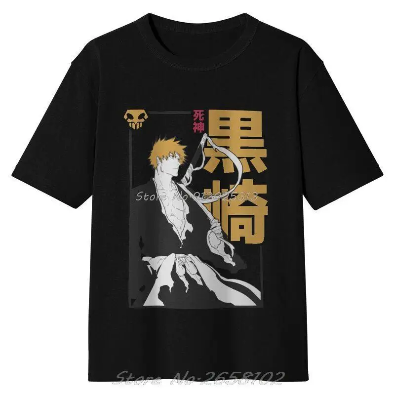 Pánske Ichigo Kurosaki T-Shirt Streetwear Anime, Mangy Bleach Tričko Krátky Rukáv Jedinečné Tričko Bavlnené Tričko Oblečenie