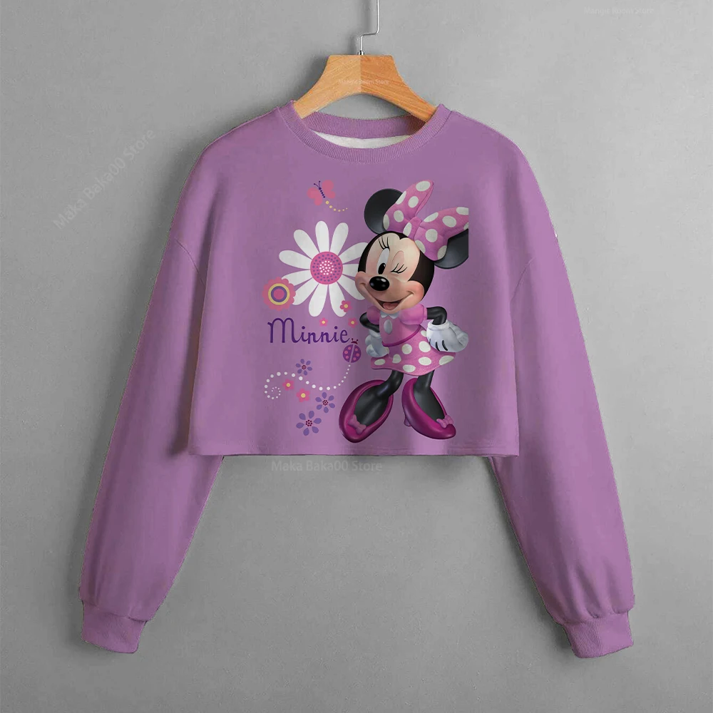Disney detské Mickey Mouse Dievčatá Sveter 2022 Jeseň Vytlačené Bežné Okrúhlym Výstrihom, Krátke Roztomilý Oblečenie Zimné