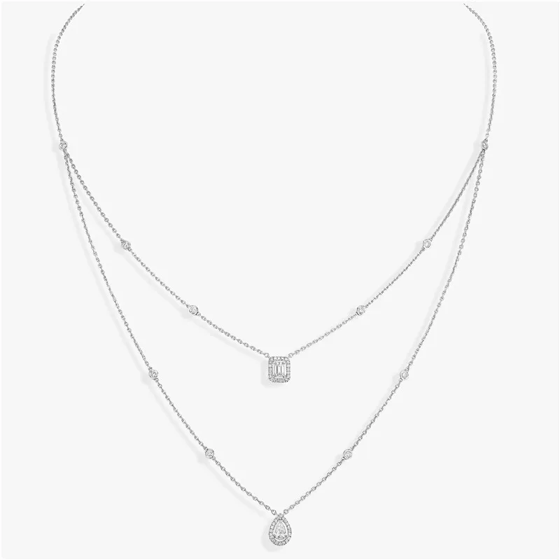 Klasické Luxusné Šperky dámske MOJE DVOJČA dvojité zase Náhrdelník v S925 Rýdzeho Striebra.Pohyblivé diamanty.1:1 módne darček