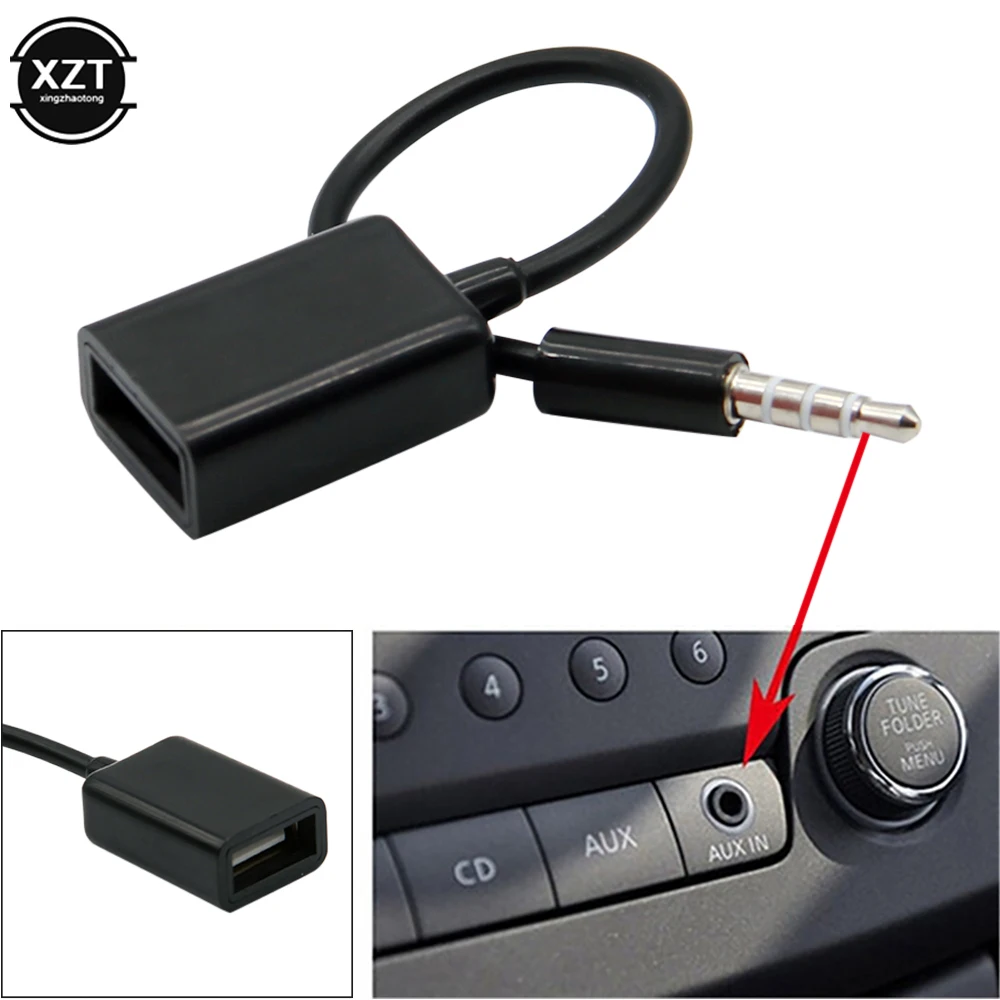 Auto Prehrávač MP3 Converter, 3,5 mm Muž AUX Audio Jack Konektor Na USB 2.0 Žena Converter Kábel Kábel Adaptéra