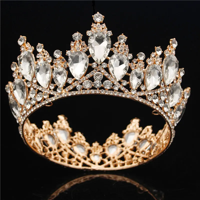 Kráľovná Kráľ Tiaras a Koruny hlavový most Svadobné Hostiny, Vlasy, šperky Kolo Diadem Módne Vlasové Ozdoby Sprievod Crystal Koruna Obrázok 0 