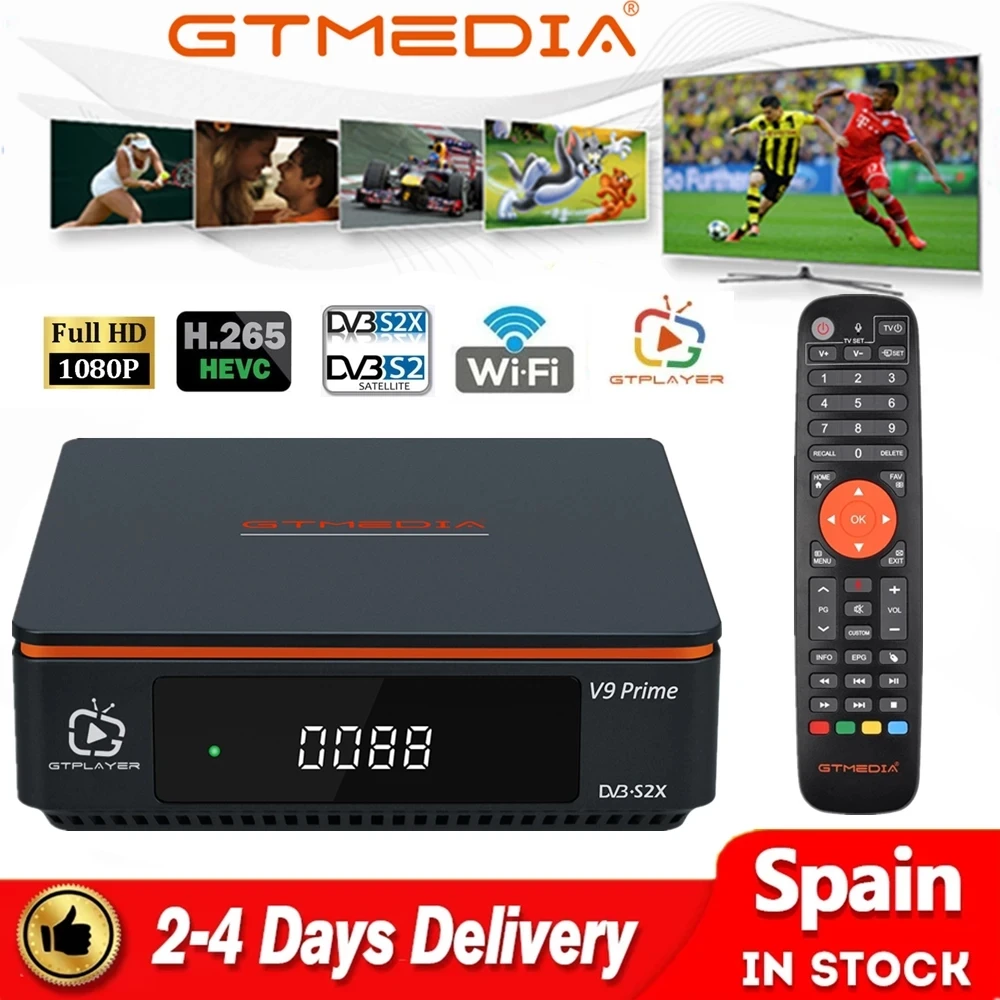 Najnovšie GTMEDIA V9 Prime Satelitný Prijímač H. 265 DVB-S2X/S2 Vstavaný WiFi Freesat Dekodér Upgrade Tým GT V9 Super Zásob V Španielsku