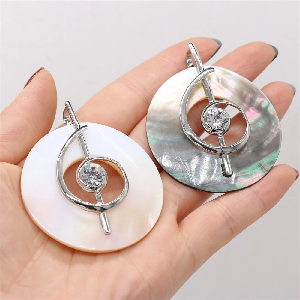 Nový Crystal Hudby Symbol Tvar Prírodné Kolo perleť Shell Náhrdelník Prívesok pre Šperky Zistenia, Takže 50x50mm