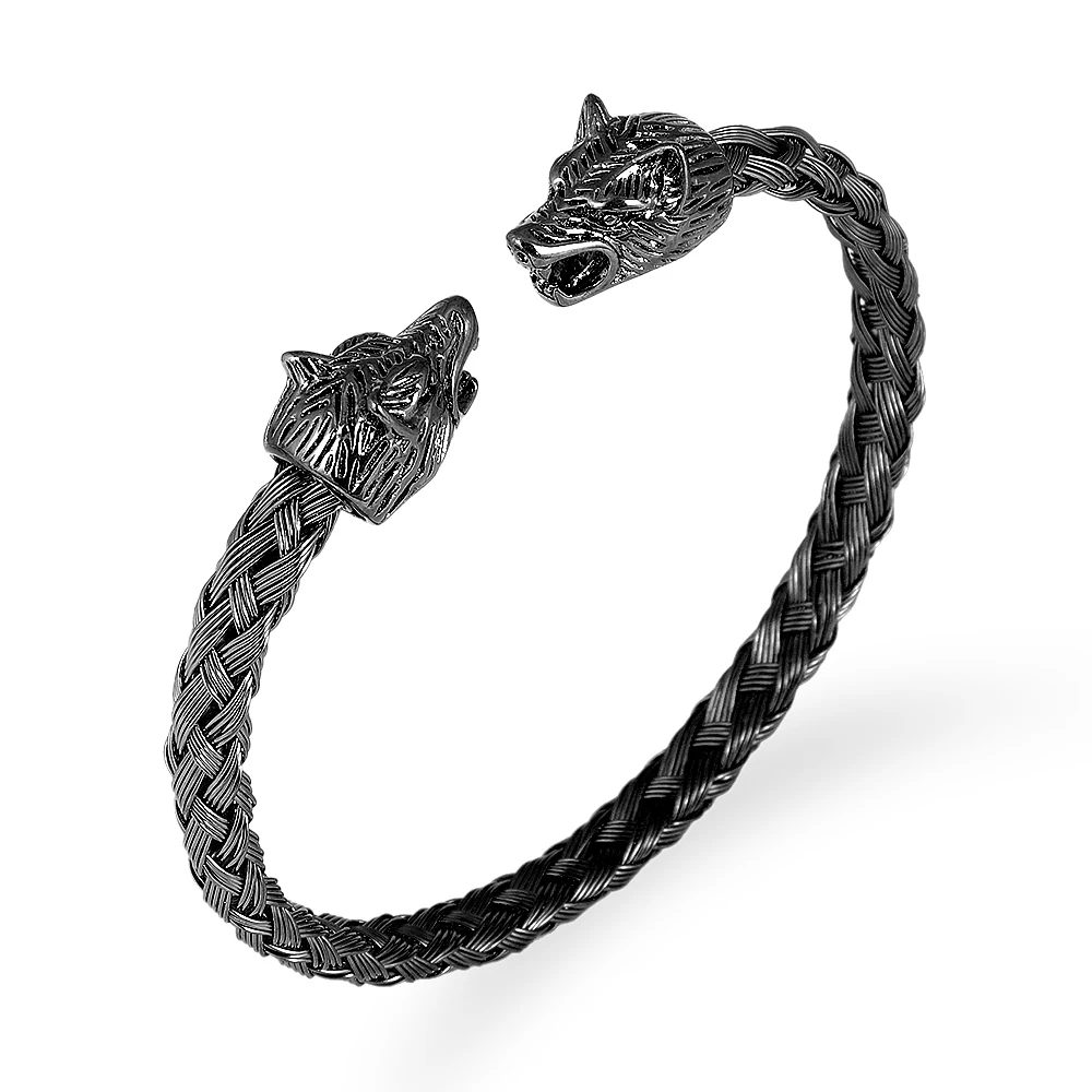 Nové najpredávanejších Viking Zvierat Štýl Najlepšiu Kvalitu Bangles Vintage Čierna Vlk Hlavy Mužov Náramok z Nerezovej Ocele Šperky Pre Mužov