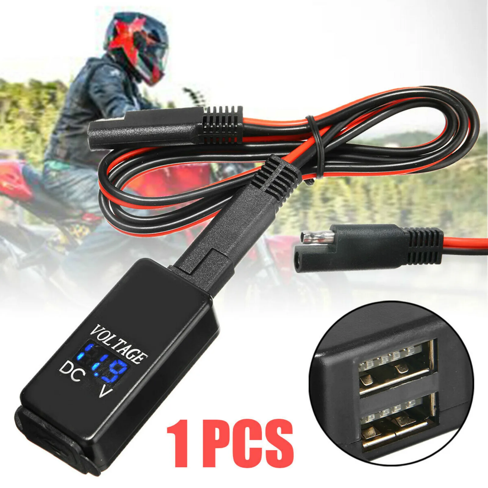Motocykel SAE k Kábel USB Adaptér Voltmeter USB Nabíjačka, Nepremokavé Rýchle Nabíjanie Pre Telefón, GPS, Tablety, Motocyklové Príslušenstvo