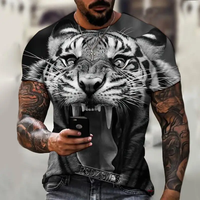 3D Tlač Zvierat Tiger T-Shirt Nové Voľné pánske Bežné Atmosferické Letné Módne Tričko Harajuku Nadrozmerné T-Shirt