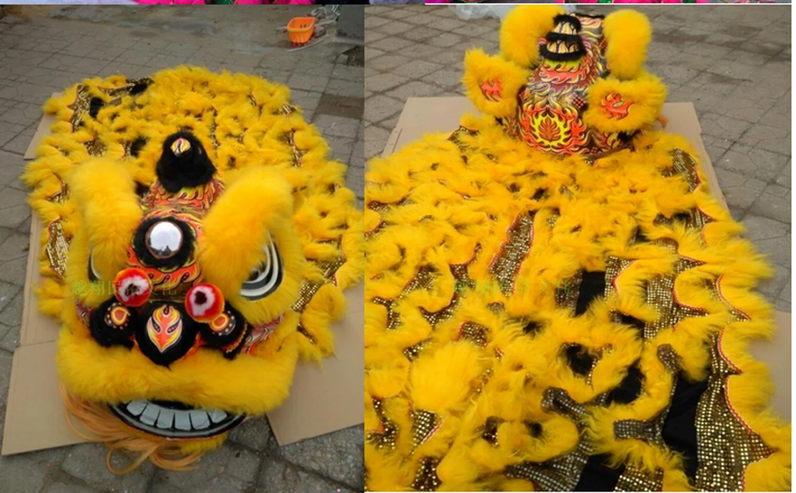Lev Tanečný Kostým Maskota Vlna Južnej Lev Čína Ľudové Umenie pre Dvoch Dospelých Halloween Vianoce Oblečenie Kreslená Postavička Oblečenie
