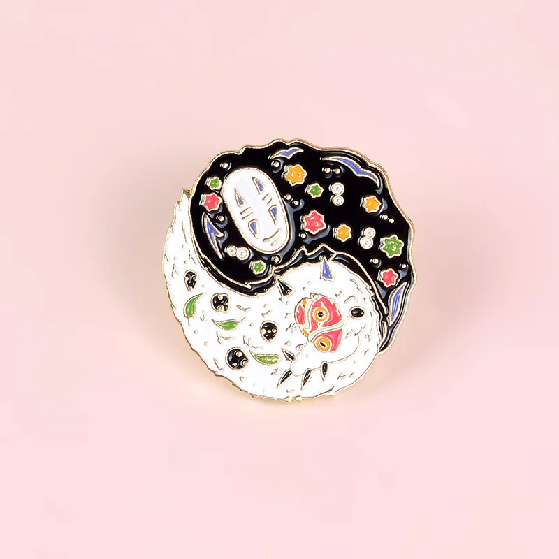 Japonské Kreslené Odznak Yin Yang Tai Chi Maska Kovové Smalt Brošňa Roztomilé Anime Film Klopě Pin Batoh Šperky, Doplnky, Darčeky