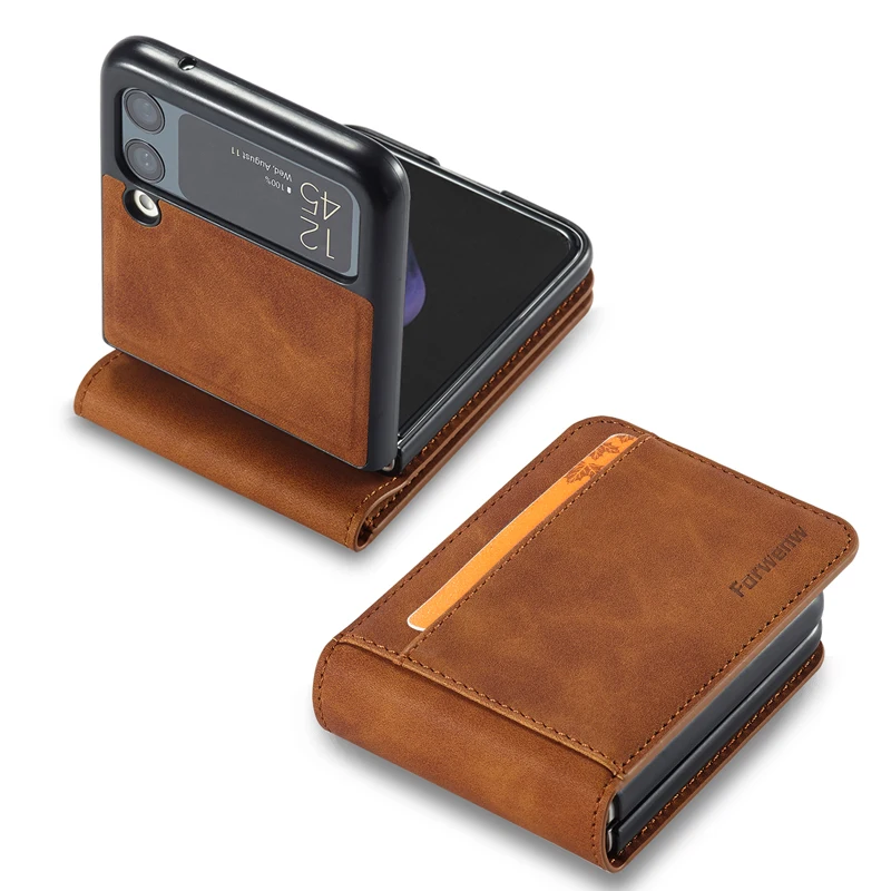 Luxusná Kožená Peňaženka obal pre Samsung Galaxy Z Flip4 Flip 3 Card Business Telefón puzdro pre Samsung Galaxy Z Flip4 3 Kryt