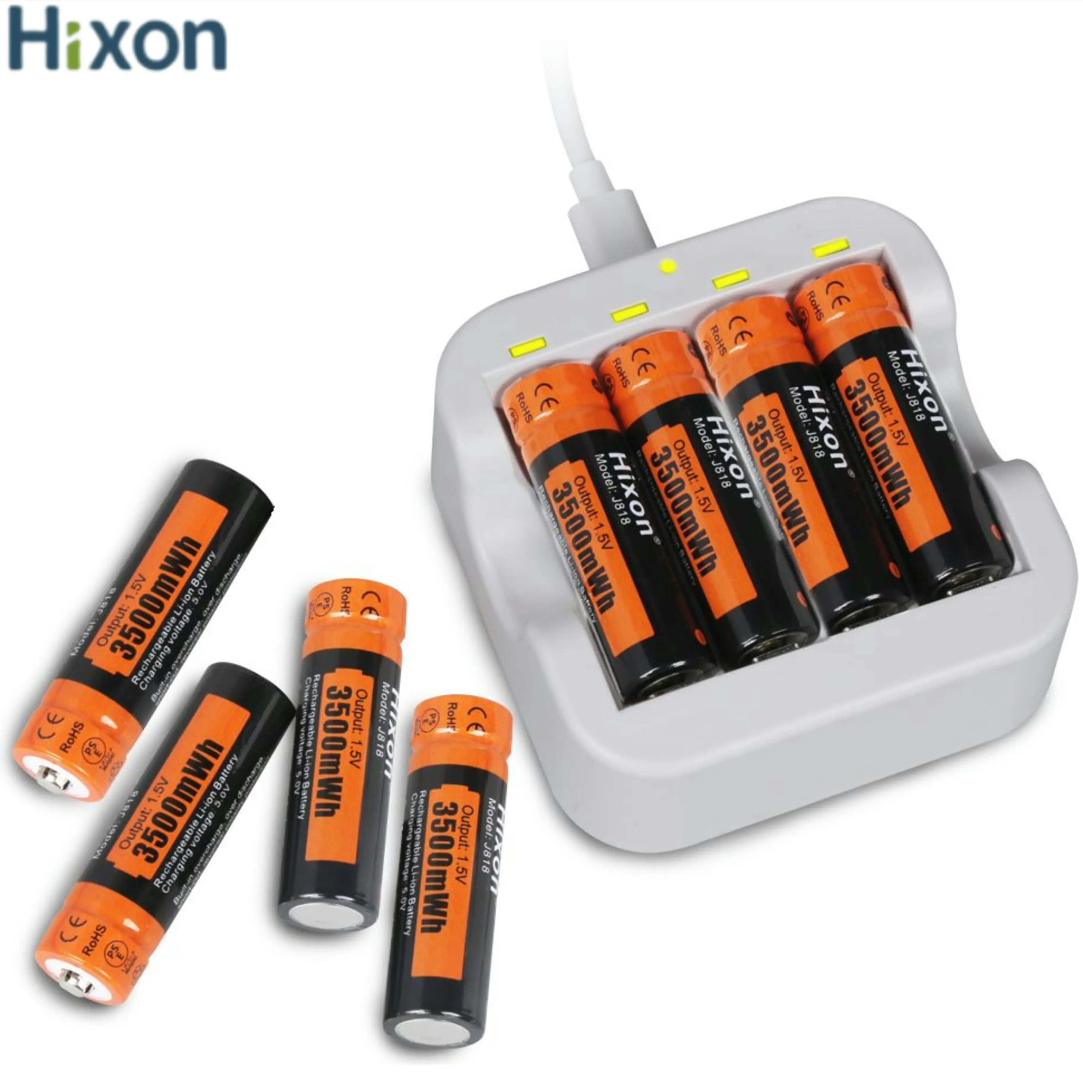 Hixon--4pc 3500mWh 1,5 V AA Li-ion Nabíjateľná Batéria 4 slot nabíjačka Pre Batérie Myši Náhradné