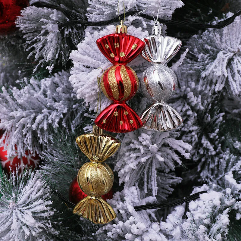 Vianočné Dekorácie 5 ks/box Maľované na galvanické Pokovovanie Candy Prop Vianočný Stromček Prívesok Navidad 2023 Nový Rok Natal Noel 2022