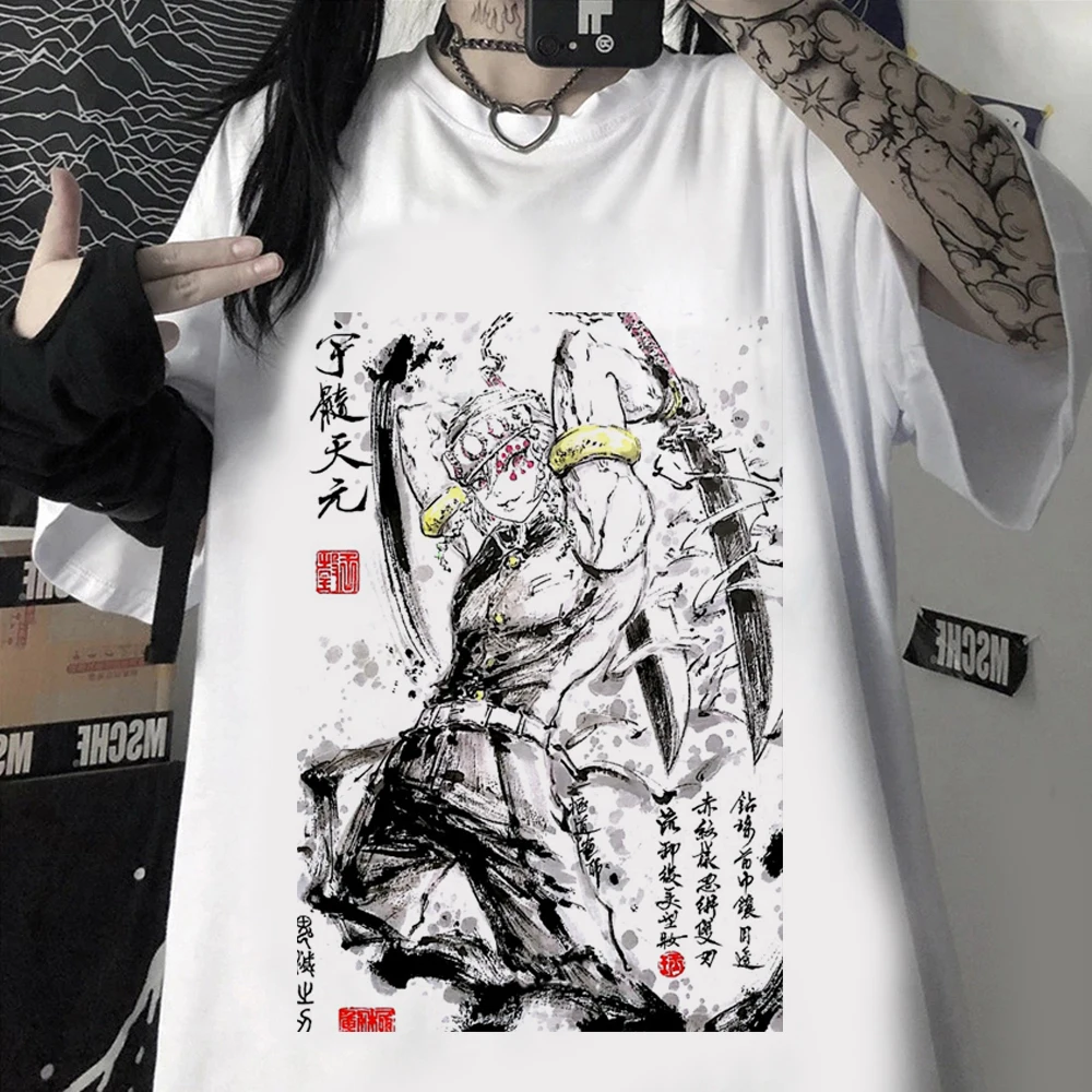 Biele Tričko Japonské Anime Tlačiť T-Shirt Harajuku Krátky Rukáv Démon Vrah Tričko Priateľmi