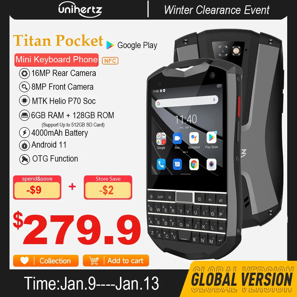 Unihertz Titan Vrecku QWERTY Klávesnicu, Malú 4G Smartphone Android 11 6GB 128GB Octa-Core Dual SIM Dual Odomknutý NFC Mobilný Telefón