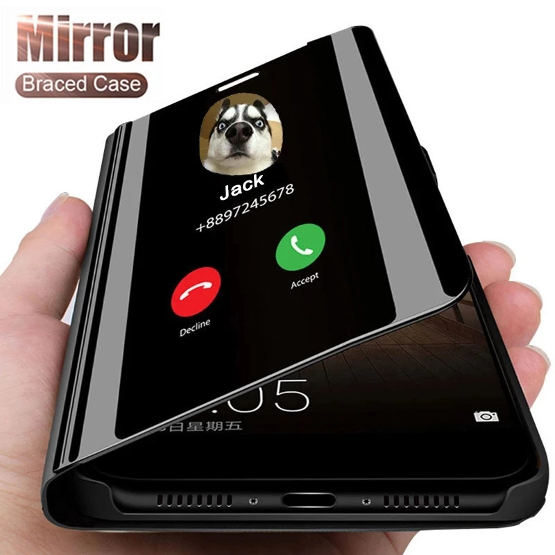 Luxusné Smart Mirror Flip Telefónu Prípade OnePlus 9 8 7 Pro Podporu Flip Ochranné obaly Na OnePlus NORD 7T 6T 6 Pro Kryt