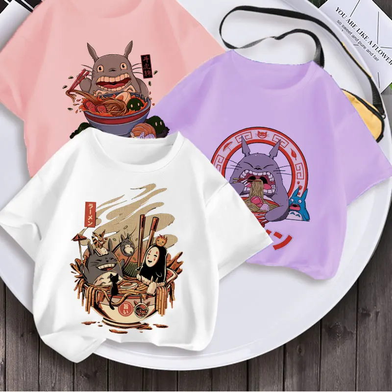 3 Farby Deti Anime Totoro Dizajn T Shirt Chlapcov/Dievčatá Skvelých Kawaii Krátky Rukáv Topy Detí Funny T-Shirt O-krku Roztomilý