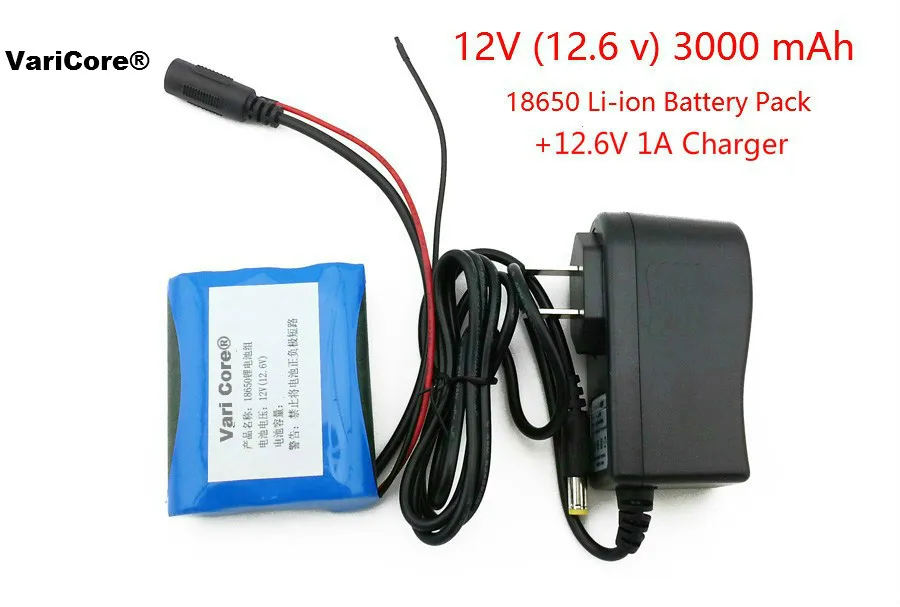 12 V 3000 mAh 18650 Li-ion Nabíjateľnú batériu, pre CCTV Kamery 3A Batérie+ 12,6 V 1A Nabíjačka